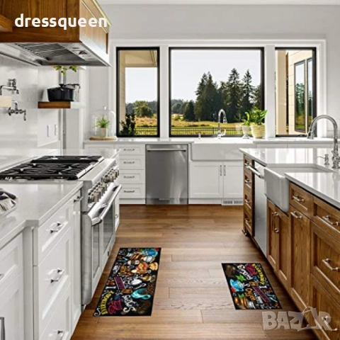 4584 Практичен Комплект Килимчета за Кухня: 40x120см и 40x60см, Противоплъзгаща Основа , снимка 5 - Други стоки за дома - 53815438