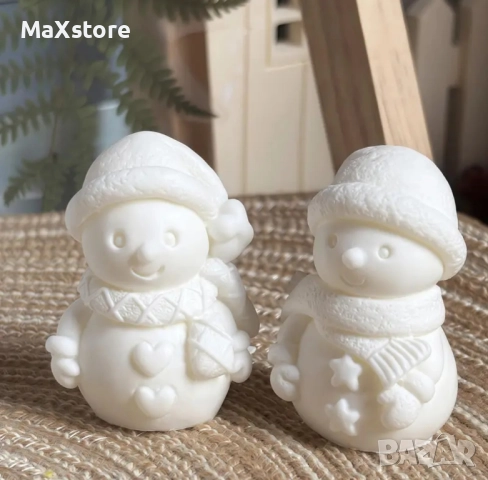 2 броя снежен човек комплект силиконов молд форма свещи гипс сапун смола шоколад , снимка 2 - Форми - 52509654