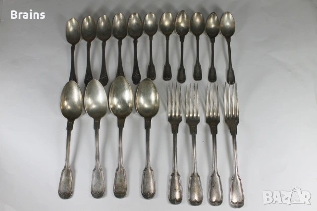 Стар Комплект Посребрени Прибори Вилици Лъжици, снимка 2 - Антикварни и старинни предмети - 53076893