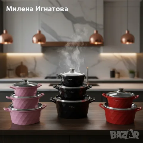 Висококачествен комплект касероли Cheffinger – елегантност, здравина и удобство в кухнята, снимка 3 - Съдове за готвене - 55956325