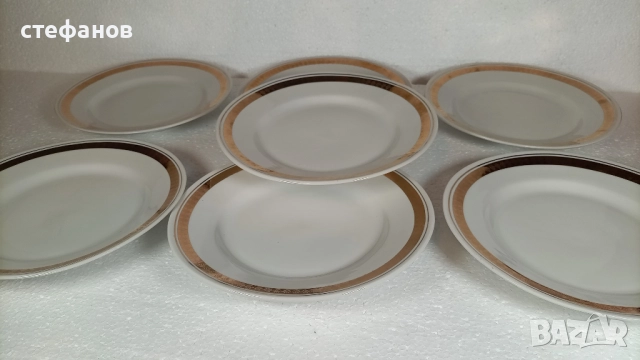 Български порцеланови чинии, Разград, дебел и тънък златен кант