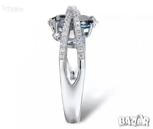 Нов Дамски Сребърен Пръстен с Цирконий, снимка 2 - Пръстени - 53686573