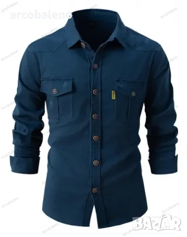 Ежедневна мъжка модна бизнес риза с дълъг ръкав, 6цвята , снимка 10 - Ризи - 48614864