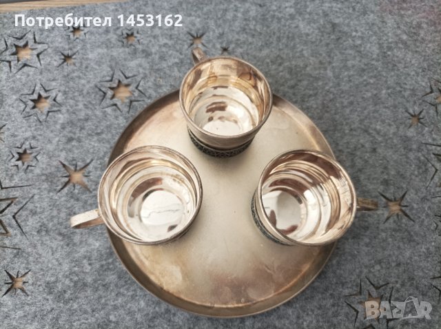 Антикварен руски сет за кафе с филигран , снимка 4 - Антикварни и старинни предмети - 42292200