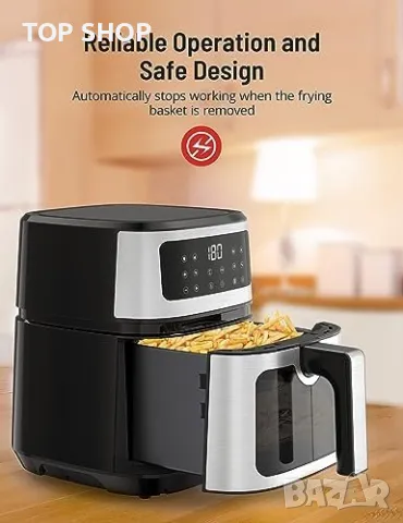 Нов Въздушен фритюрник Symdral 5L здравословно готвене Air Fryer кухня дом, снимка 6 - Фритюрници - 49238493