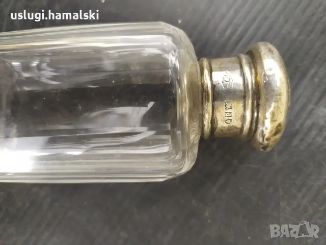 Старинно шише от парфюм сребро/кристал, снимка 3 - Антикварни и старинни предмети - 56311654