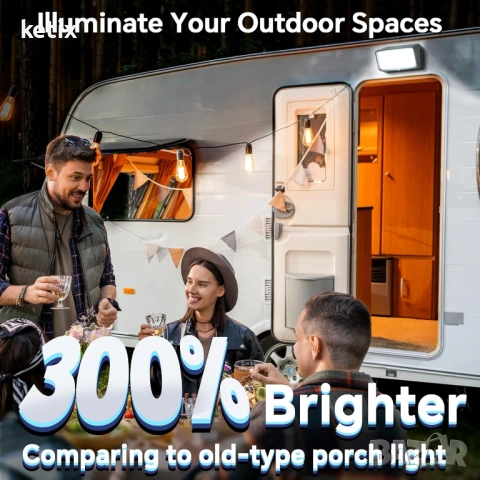 12 V LED лампа за външна веранда за кемпери с превключвател, 3 режима на осветление , снимка 4 - Лед осветление - 53614716