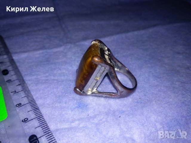 ПРЕКРАСЕН СКЪПОЦЕНЕН НИКЕЛИРАН МЕДЕН АРТ ПРЪСТЕН с ОГРОМЕН ЮВЕЛИРНО ШЛИФОВАН КАМЪК ТИГРОВО ОКО 36599, снимка 15 - Пръстени - 39710057