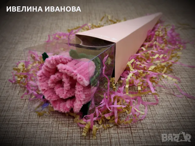 Роза от плюшени телени пръчици , снимка 2 - Други - 49455471