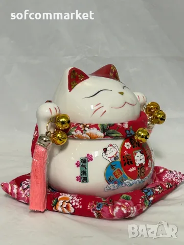 Порцеланова касичка Maneki Neko - котката на късмета (Jade Temple) – 14 см, снимка 5 - Други - 56126942