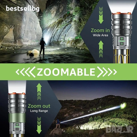 Мощен далекобоен тактически прожектор LED къмпинг лампа осветление за лов риболов туризъм палатка, снимка 3 - Къмпинг осветление - 53090606