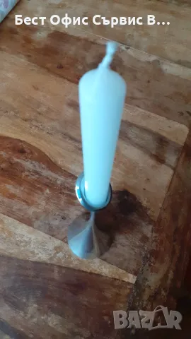 метален свещник дизайнерски, внесен от Дания, стабилен масивен хром метал