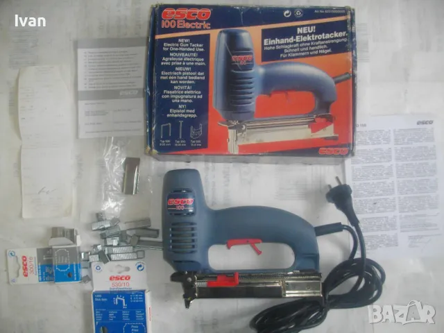 НОВ ИТАЛИАНСКИ ОРИГИНАЛЕН ПРОФЕСИОНАЛЕН ЕЛЕКТРИЧЕСКИ ТАКЕР КОМБИНИРАН СКОБИ ПИРОНИ 8-20мм ESCO, снимка 6 - Други инструменти - 49292841