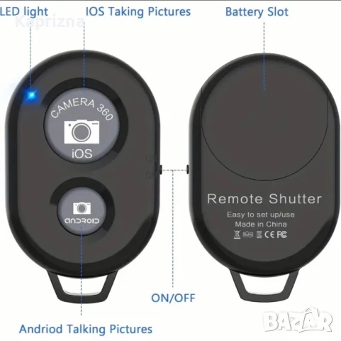 безжично Bluetooth дистанционно управление, снимка 5 - Селфи стикове, аксесоари - 50809830