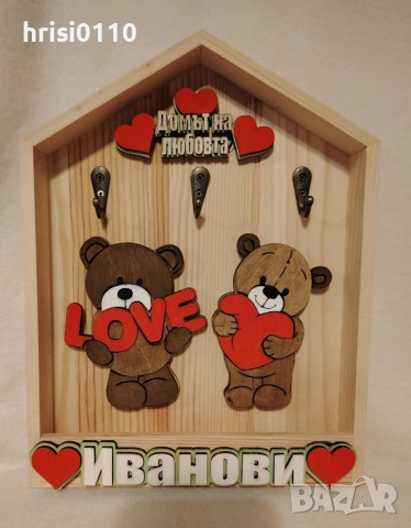 Ръчно изработена къщичка за ключове със смеменящи се фигурки и надписи 🤗 , снимка 2 - Декорация за дома - 52392147