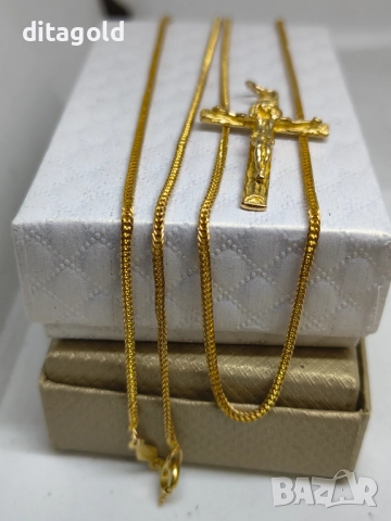 Употребяван 18К златен синджир и 18К златен кръст