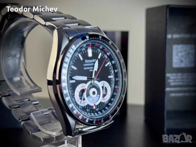 Мъжки часовник Accurist MB898 – Хронограф, Стоманен, Черен циферблат, снимка 2 - Мъжки - 51531240