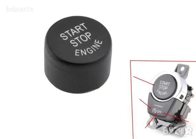 Капаче за Старт Стоп Бутон, BMW, F10 F11 F01 F12, Черен,