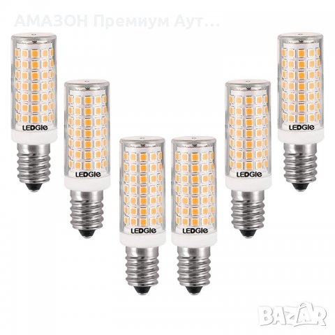 6 бр. LEDGLE 8W LED крушки E14 за лампа, 88LEDs,700lm,топло бяло,3000K,димиране,без трептене,360’