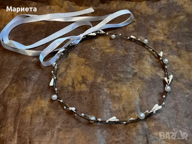 Нежен бял венец за глава Венче за глава за Сватба Кръщене, снимка 7 - Аксесоари за коса - 48763022