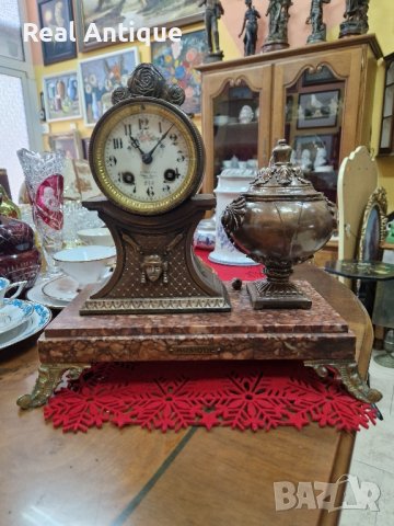 Красив антикварен френски каминен часовник , снимка 3 - Антикварни и старинни предмети - 42685578