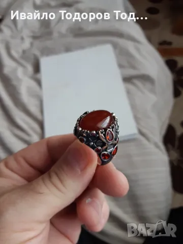 Сребърен масивен пръстен ръчна изработка с огромен карнеол