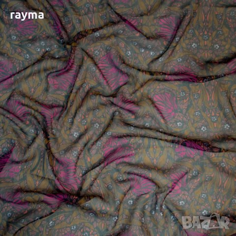 Плат италианска естествена коприна креп шифон флорален принт, снимка 9 - Рокли - 34464463