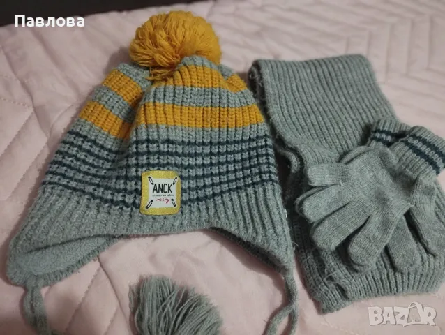 Сет 3 броя, 5-9 години, снимка 2 - Шапки, шалове и ръкавици - 48462561