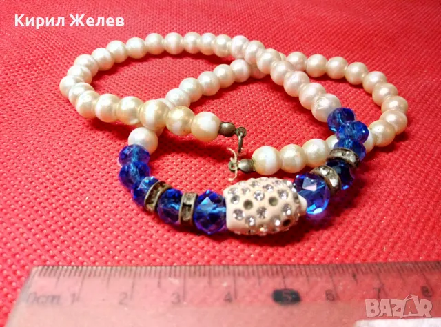 СТАРО ЕЛЕГАНТНО ПЕРЛЕНО ВИНТИДЖ АРТ КОЛИЕ с ИСКРЯЩИ ФАСЕТИРАНИ КРИСТАЛИ и НУЖДА от ЗАКОПЧАЛКА 47315, снимка 2 - Колиета, медальони, синджири - 47282814