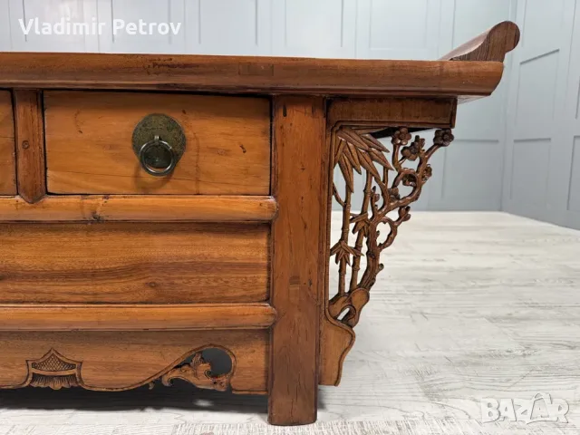 Китайски, конзолен шкаф, масив, дърворезба Д1044, снимка 10 - Шкафове - 56021666