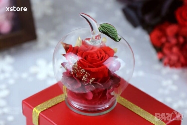 Вечна Роза в стъклена ябълка YSH F, снимка 12 - Декорация за дома - 52793223
