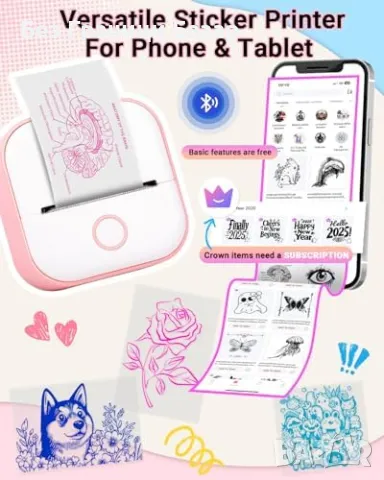 Нов Преносим стикер принтер Memoking T02 – За телефон, снимки, бележки, снимка 4 - Друга електроника - 49287956