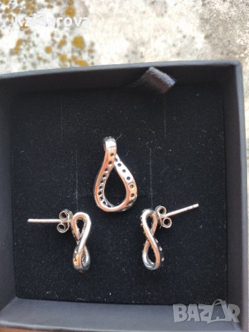 Сребърен комплект SIF JAKOBS с черни цирконии, снимка 2 - Бижутерийни комплекти - 42224191