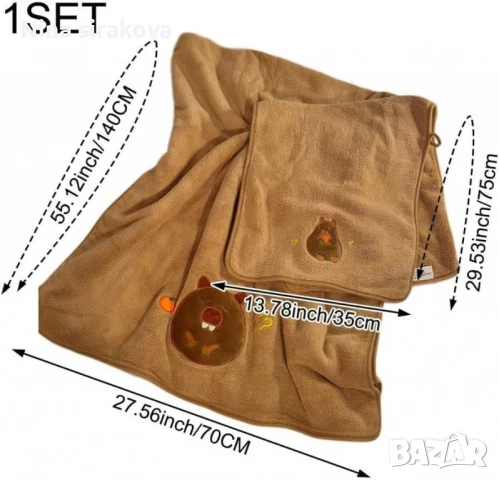 Комплект от 2 броя бродирани кърпи, меки и абсорбиращи, за баня и плаж 35×75 см. и 70×140 см., снимка 6 - Детски комплекти - 51032334