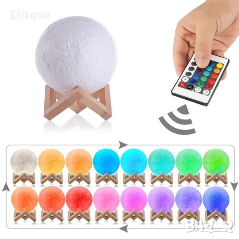 LED 3D лампа-луна с дистанционно управление TV848, снимка 14 - Лед осветление - 52863879