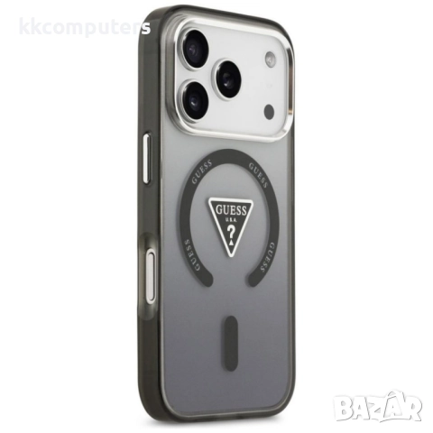 Оригинален кейс Guess IML Gradient Triangle Logo, За iPhone 17 Pro (6.3), Черен и Протектор, снимка 3 - Калъфи, кейсове - 52288608