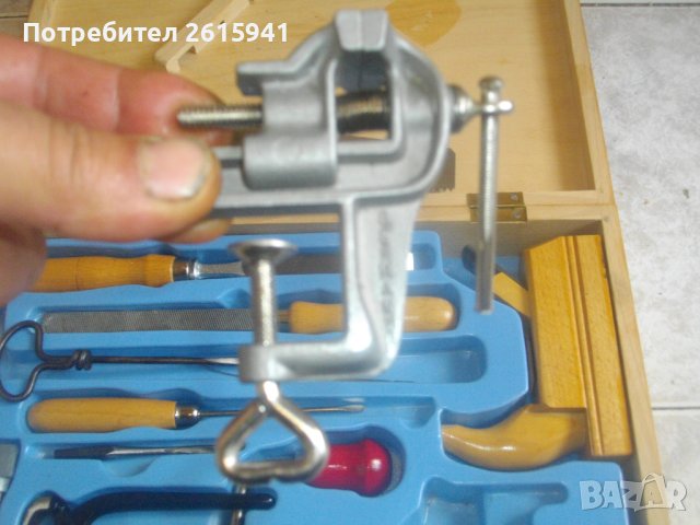 Нов Немски Комплект Мини Ръчни Инструменти в Дървен Куфар-15 бр-Старо Качество-За Моделизъм , снимка 11 - Куфари с инструменти - 41538159