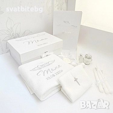 Комплект за кръщене с бродирани хавлии и аксесоари, снимка 7 - Декорация - 52869875