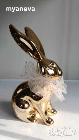 Порцеланово златно зайче, стилен акцент за всеки интериор . , снимка 5 - Статуетки - 53386855