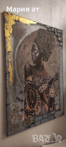 Винтидж картина Африкански финес, снимка 5 - Картини - 41344861