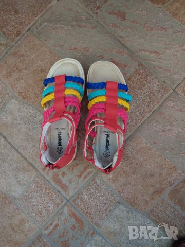 Цветни сандали кожени  с плетени каишки, снимка 1 - Детски сандали и чехли - 40641962