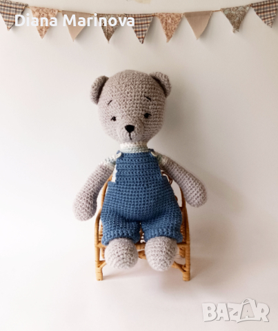 Мече с панталонки, плетени играчки, играчка ръчна изработка, плетено мече, снимка 3 - Други - 44601226