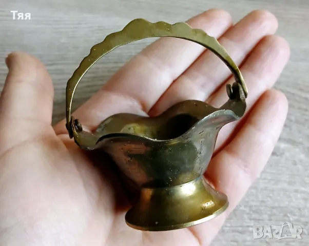 Бронзови джезве и кошничка, снимка 7 - Други ценни предмети - 48024799