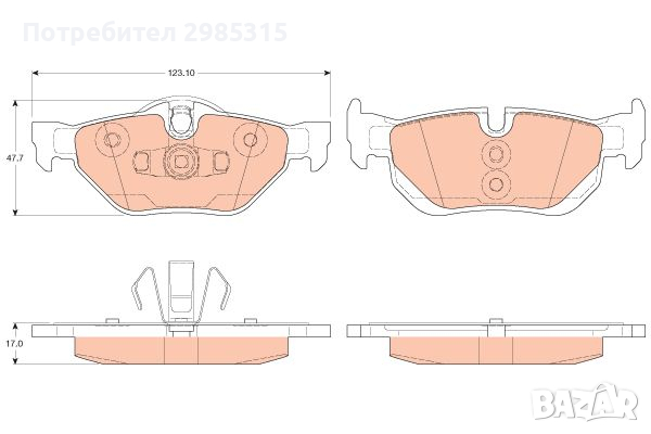  накладки задни  за BMW 1 (E81), 1 (E82), 1 (E87), 1 (E88), 3 (E90), 3 (E91), 3 (E92), 3 (E93), X1 (, снимка 2 - Части - 36235020