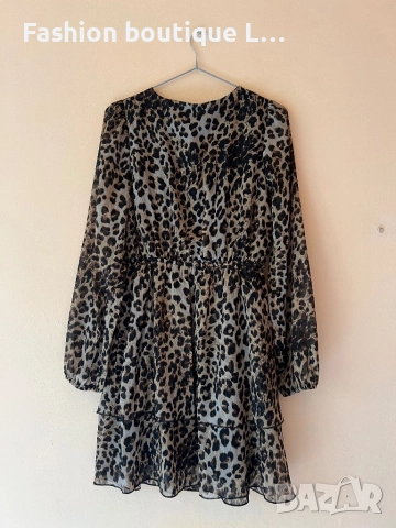 Тигрова рокля с дълъг ръкав и ластик в талията с воали и подплата S / M размер 🐅🐅🐅🐅🐅🐅, снимка 8 - Рокли - 52052086