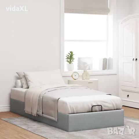vidaXL Османска рамка за легло без матрак, светлосива, 80x200 см, плат, снимка 3 - Спални и легла - 56146995