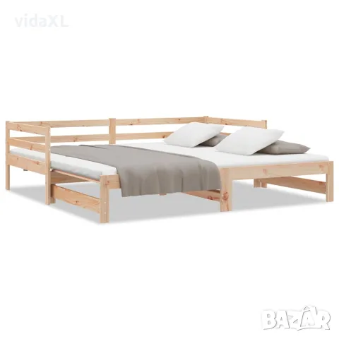 vidaXL Разтегателно дневно легло, борово дърво масив, 90x200 см