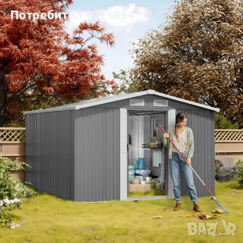 Метална градинска къща за инструменти с вентилация и заключване, снимка 2 - Други инструменти - 53108162