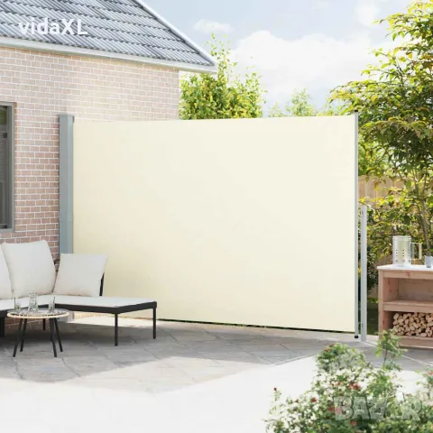 vidaXL Прибираща се дворна странична тента, 220x514 см, кремава, снимка 3 - Огради и мрежи - 56146624
