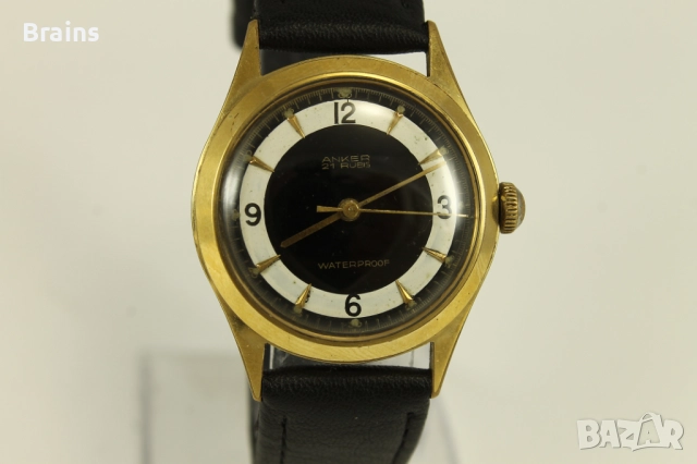 1940's ANKER Стар Немски Военен Позлатен Часовник, снимка 4 - Антикварни и старинни предмети - 51657325